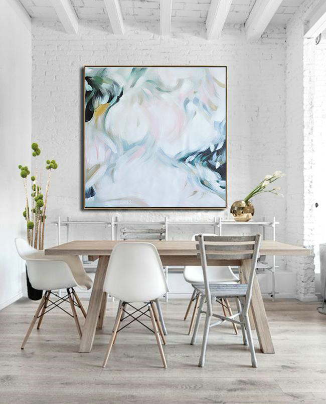 Extra Large Abstract Painting On Canvas,Oversized Abstract Painting On Canvas,Abstract Art Decor Large Canvas Painting,White,Green,Pink,Black.etc